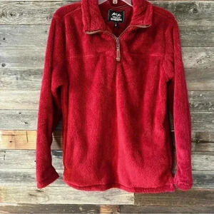 NEW NWT Men's Size Small GRIZZLY SHERPA FLEECE Red Pullover LONG SLEEVE SWEATER